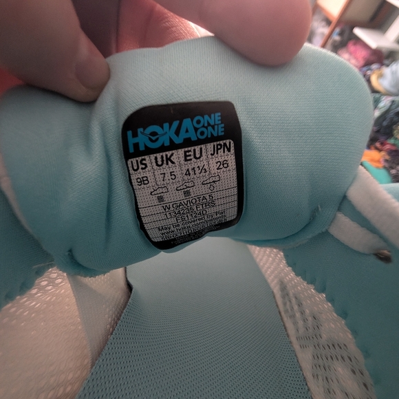 NWT Womens Hoka Gaviota 5 Size 9B White and Blue Athletic Sneakers W Yellow - Picture 3 of 5